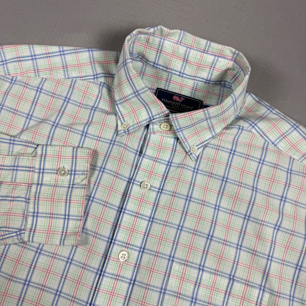 Vineyard Vines Mens Classic Fit Murray Shirt M Pastel Plaid Cotton Button Down